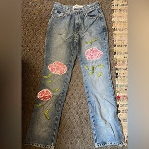 Express Bless vintage flower boot cut jeans